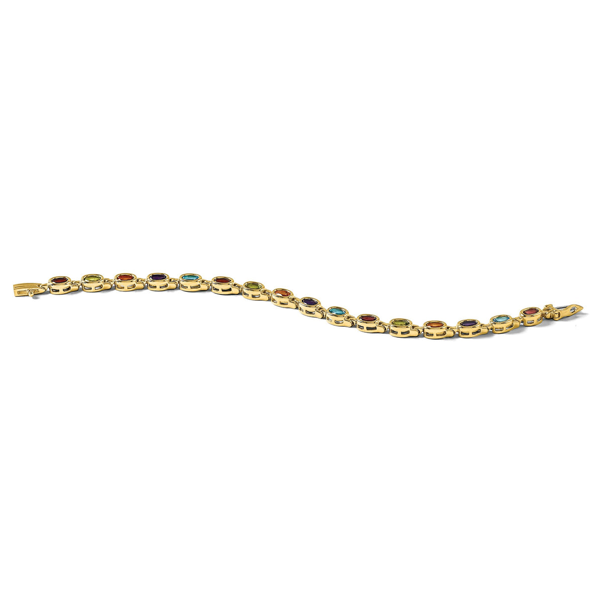 14k Oval Gemstone Rainbow Bracelet-CB698-7