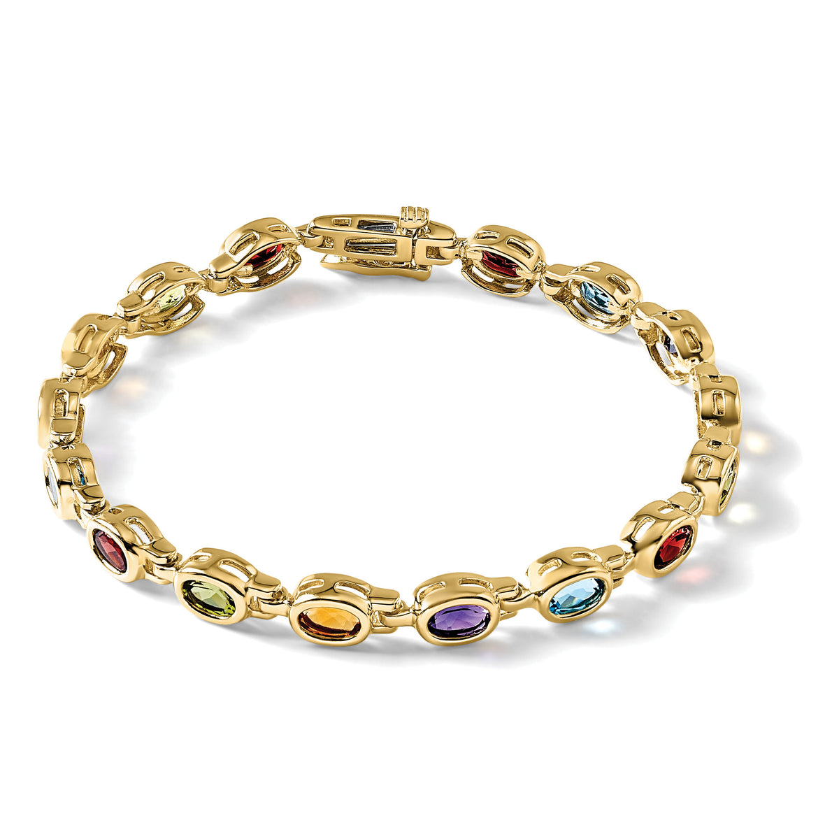 14k Oval Gemstone Rainbow Bracelet-CB698-7
