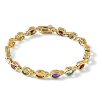 14k Oval Gemstone Rainbow Bracelet-CB698-7