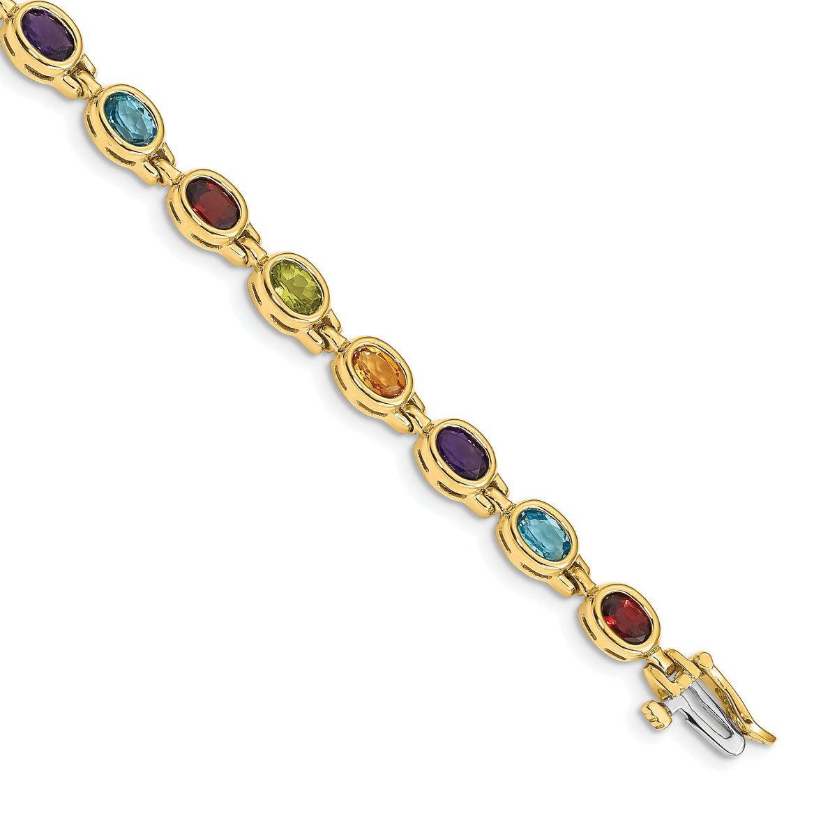14k Oval Gemstone Rainbow Bracelet-CB698-7