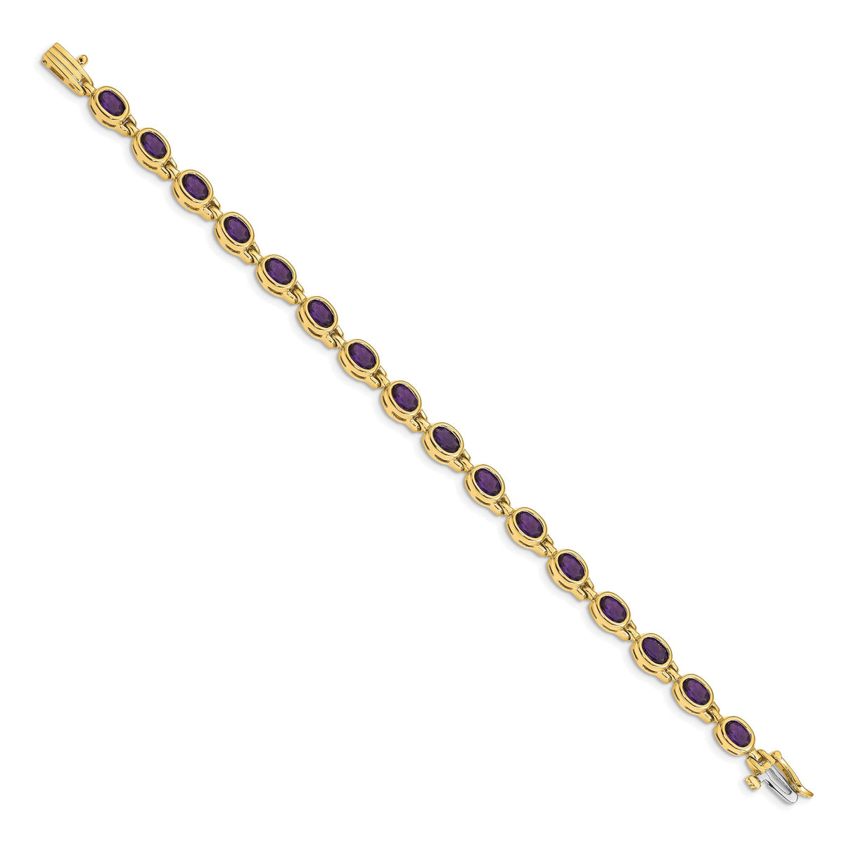 14k Oval Gemstone Amethyst Bracelet-CB698AM-7