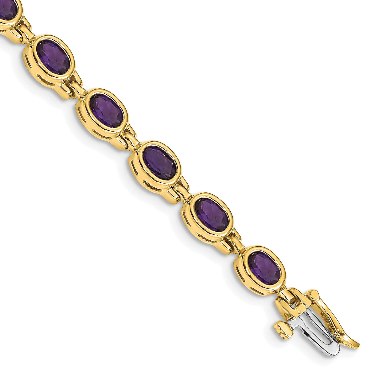 14k Oval Gemstone Amethyst Bracelet-CB698AM-7