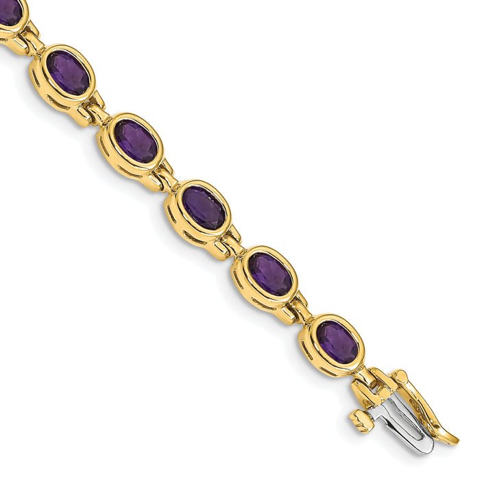 14k Oval Gemstone Amethyst Bracelet-CB698AM-7