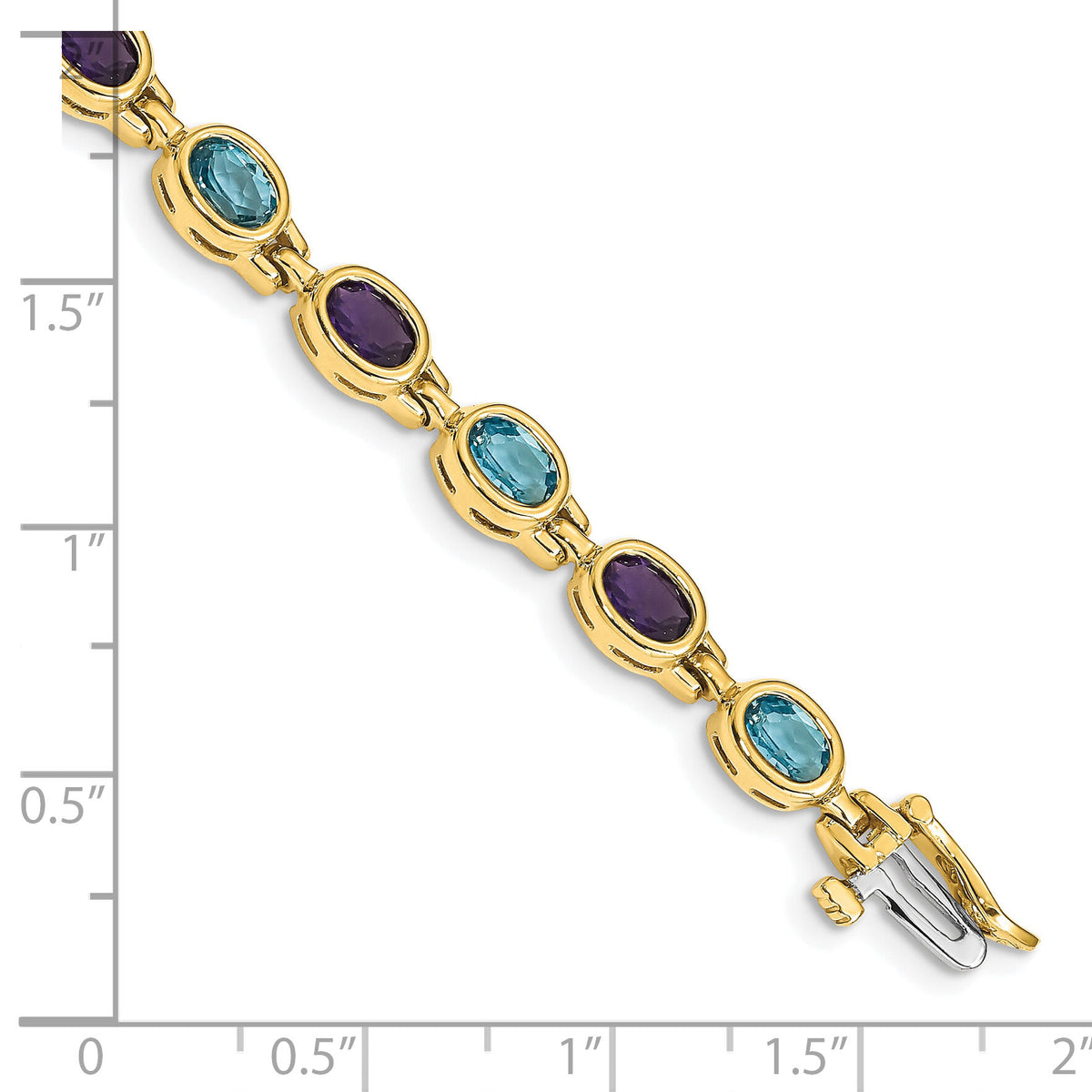 14k Oval Gemstone Amethyst/Blue Topaz Bracelet-CB698AM/BT-7
