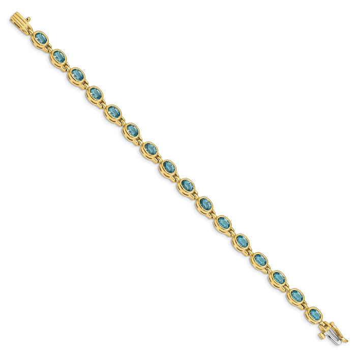 14k Oval Gemstone Blue Topaz Bracelet-CB698BT-7