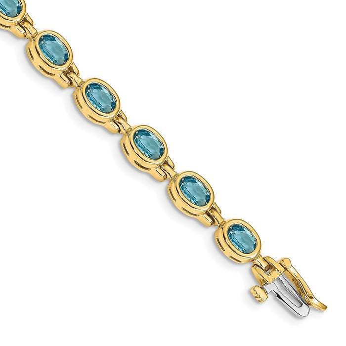 14k Oval Gemstone Blue Topaz Bracelet-CB698BT-7