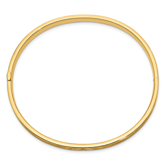 14k 3/16 Diamond-cut Concave Hinged Bangle Bracelet-CC3/16