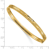 14k 3/16 Diamond-cut Concave Hinged Bangle Bracelet-CC3/16