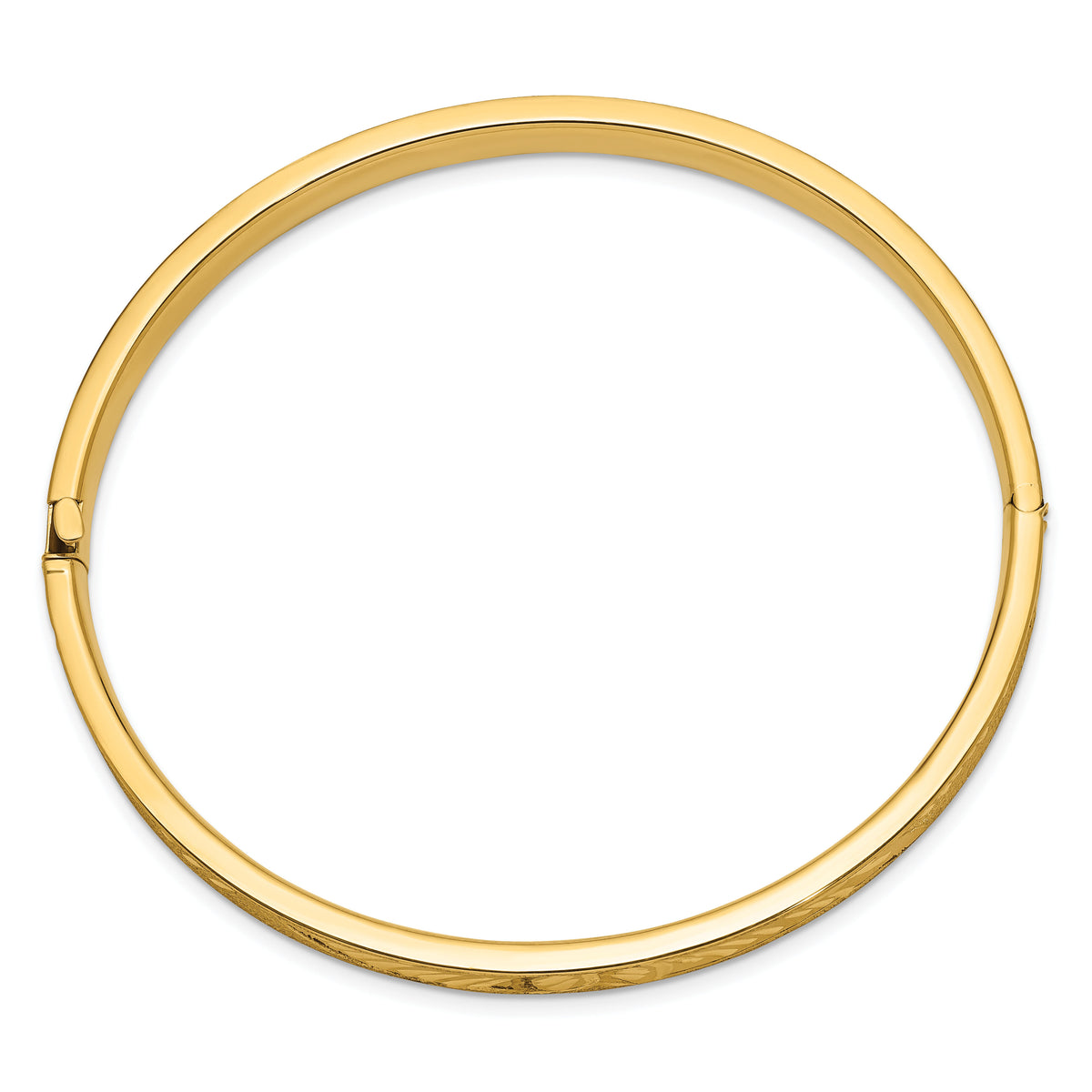 14k 4/16 Diamond-cut Concave Hinged Bangle Bracelet-CC4/16