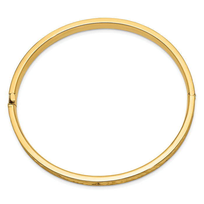 14k 4/16 Diamond-cut Concave Hinged Bangle Bracelet-CC4/16