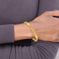 14k 4/16 Diamond-cut Concave Hinged Bangle Bracelet-CC4/16