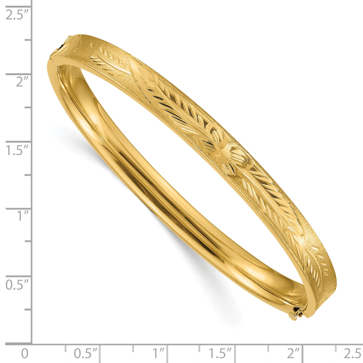 14k 4/16 Diamond-cut Concave Hinged Bangle Bracelet-CC4/16
