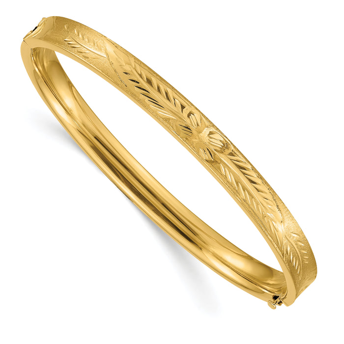 14k 4/16 Oversize Diamond-cut Concave Hinged Bangle Bracelet-CC4/16O
