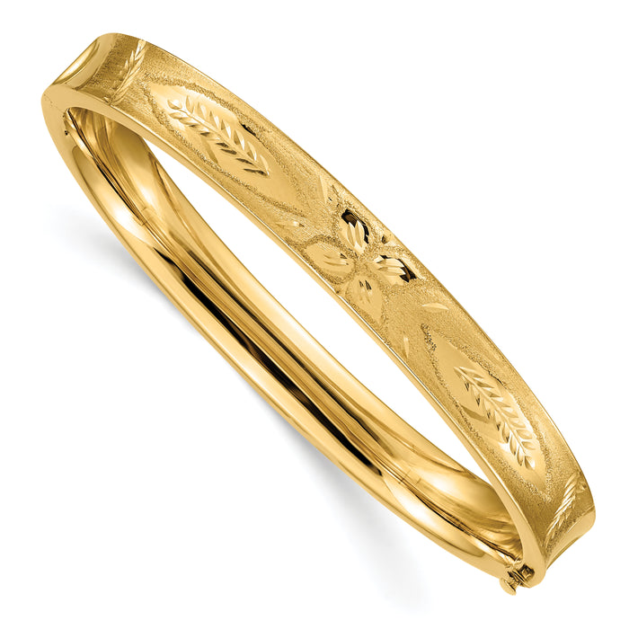 14k 5/16 Diamond-cut Concave Hinged Bangle Bracelet-CC5/16