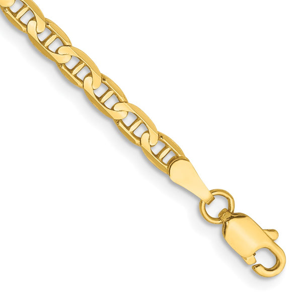 14K 10 inch 3mm Concave Anchor with Lobster Clasp Chain-CCA080-10