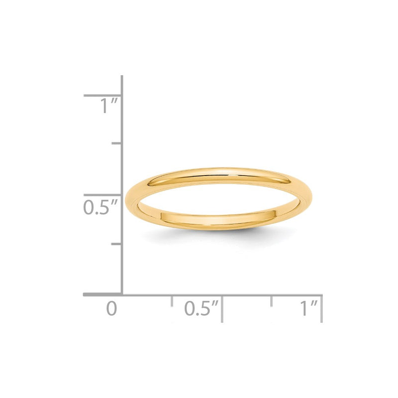 14k Yellow Gold 2mm Standard Weight Comfort Fit Wedding Band Size 13-CF020-13