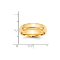 14k Yellow Gold 6mm Standard Weight Comfort Fit Wedding Band-CF060