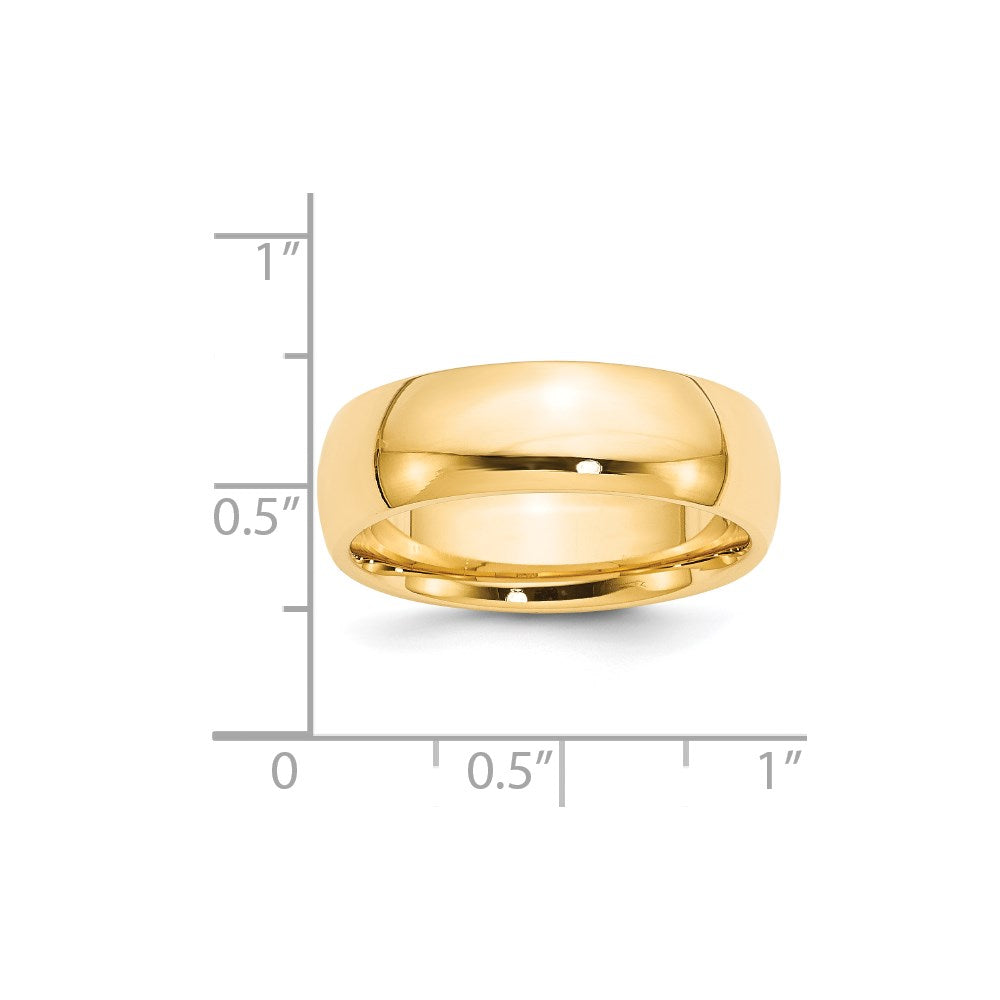 14k Yellow Gold 7mm Standard Weight Comfort Fit Wedding Band Size 10.5-CF070-10.5