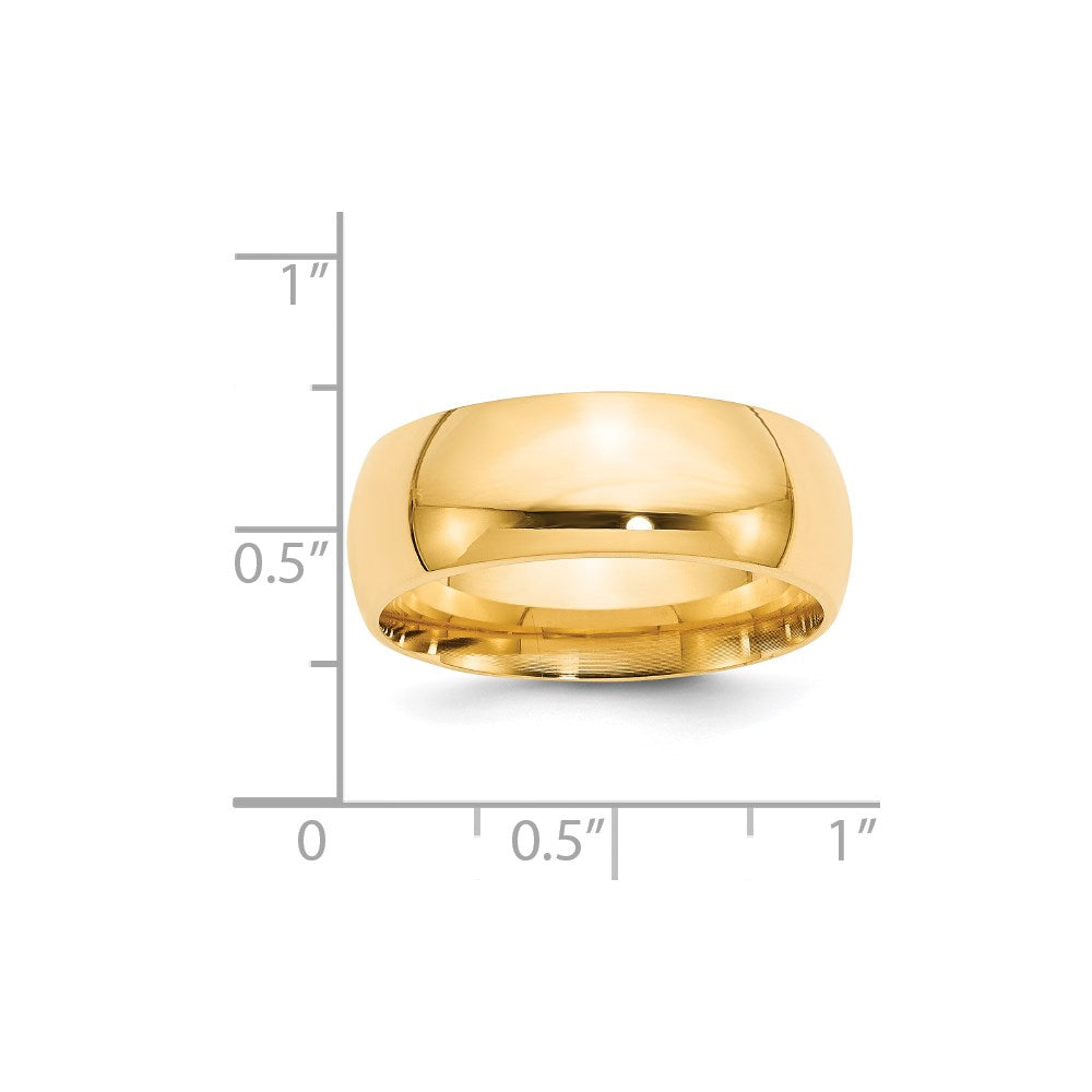 14k Yellow Gold 8mm Standard Weight Comfort Fit Wedding Band-CF080
