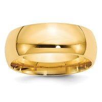 14k Yellow Gold 8mm Standard Weight Comfort Fit Wedding Band Size 5.5-CF080-5.5