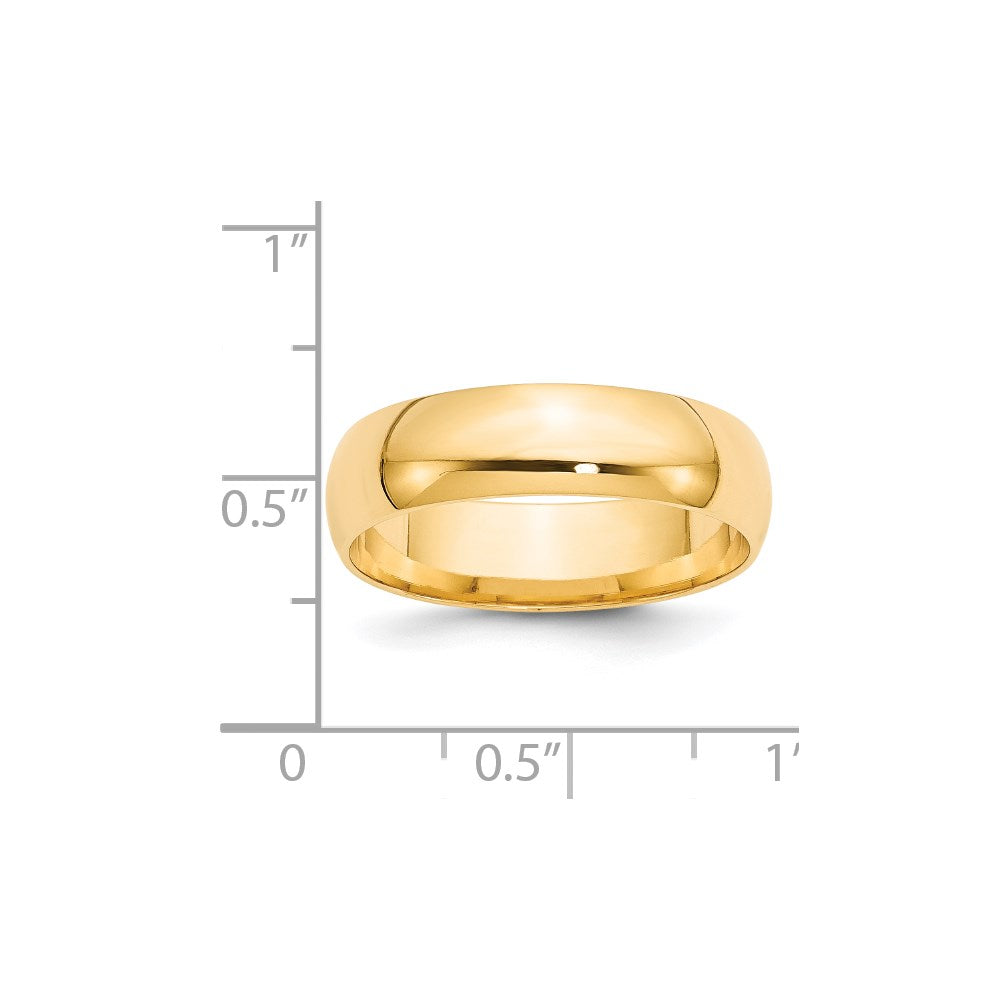 14k Yellow Gold 6mm Lightweight Comfort Fit Wedding Band Size 11-CFL060-11