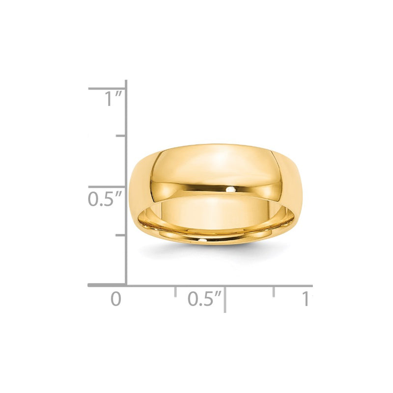 14k Yellow Gold 7mm Lightweight Comfort Fit Wedding Band-CFL070