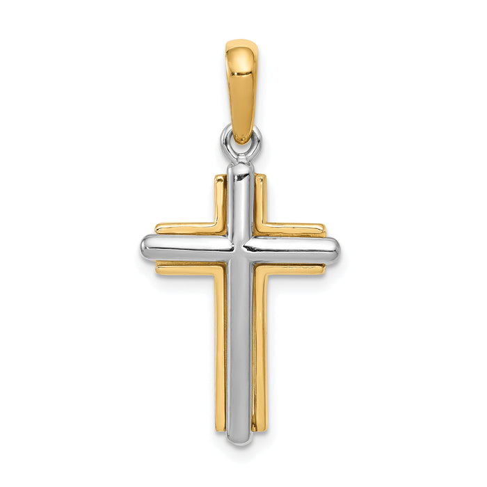 14k Two-tone Cross Pendant-CG11