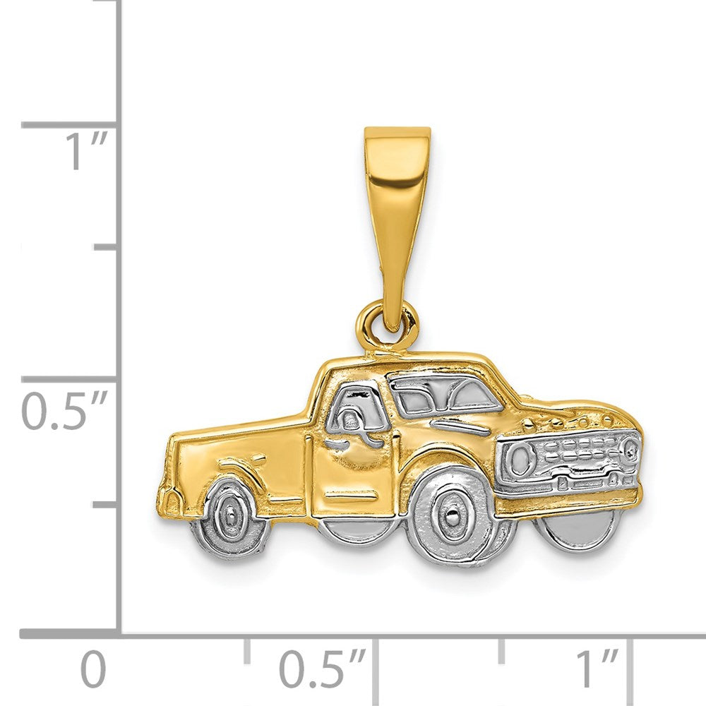 14k w/Rhodium Pick-up Truck Pendant-CG28