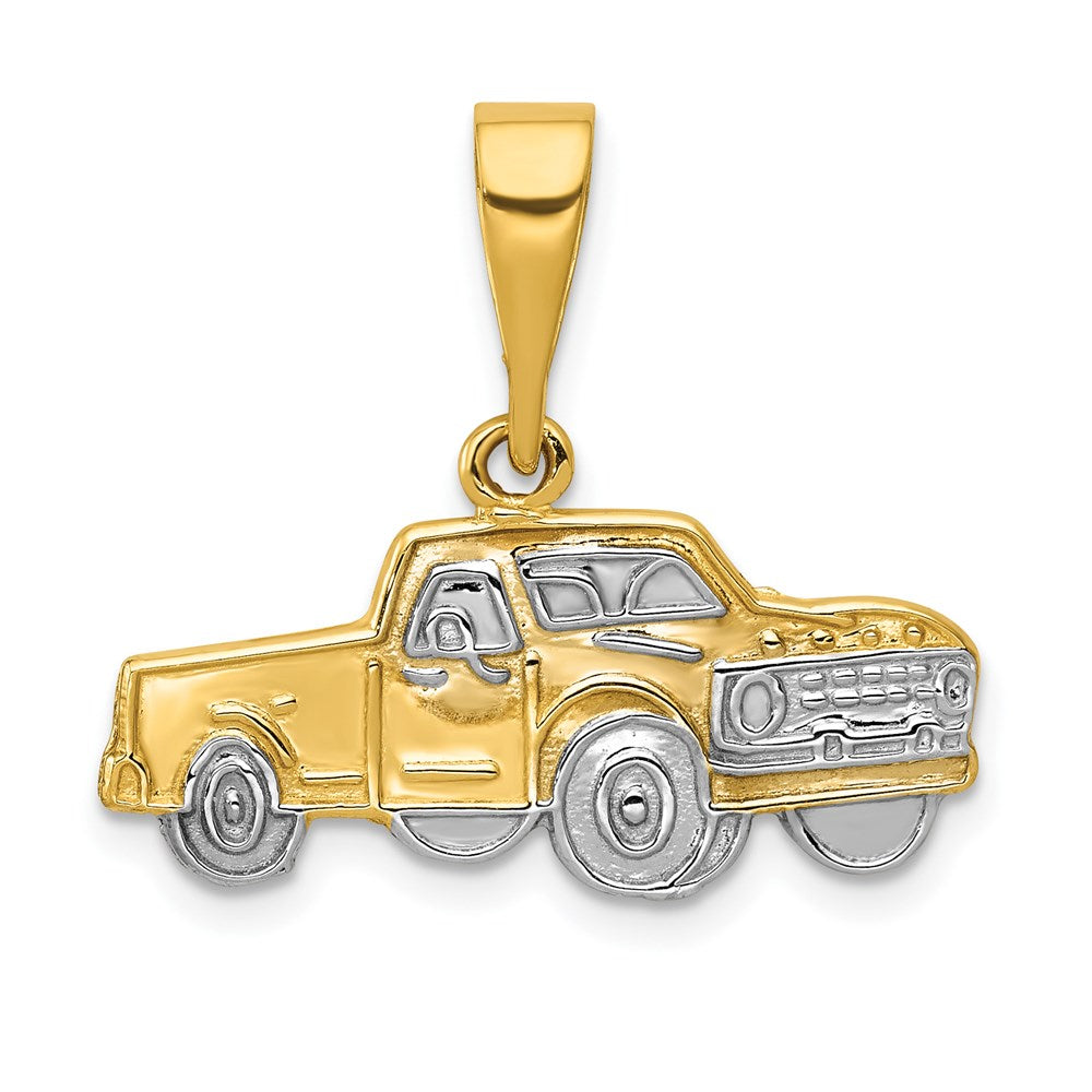 14k w/Rhodium Pick-up Truck Pendant-CG28