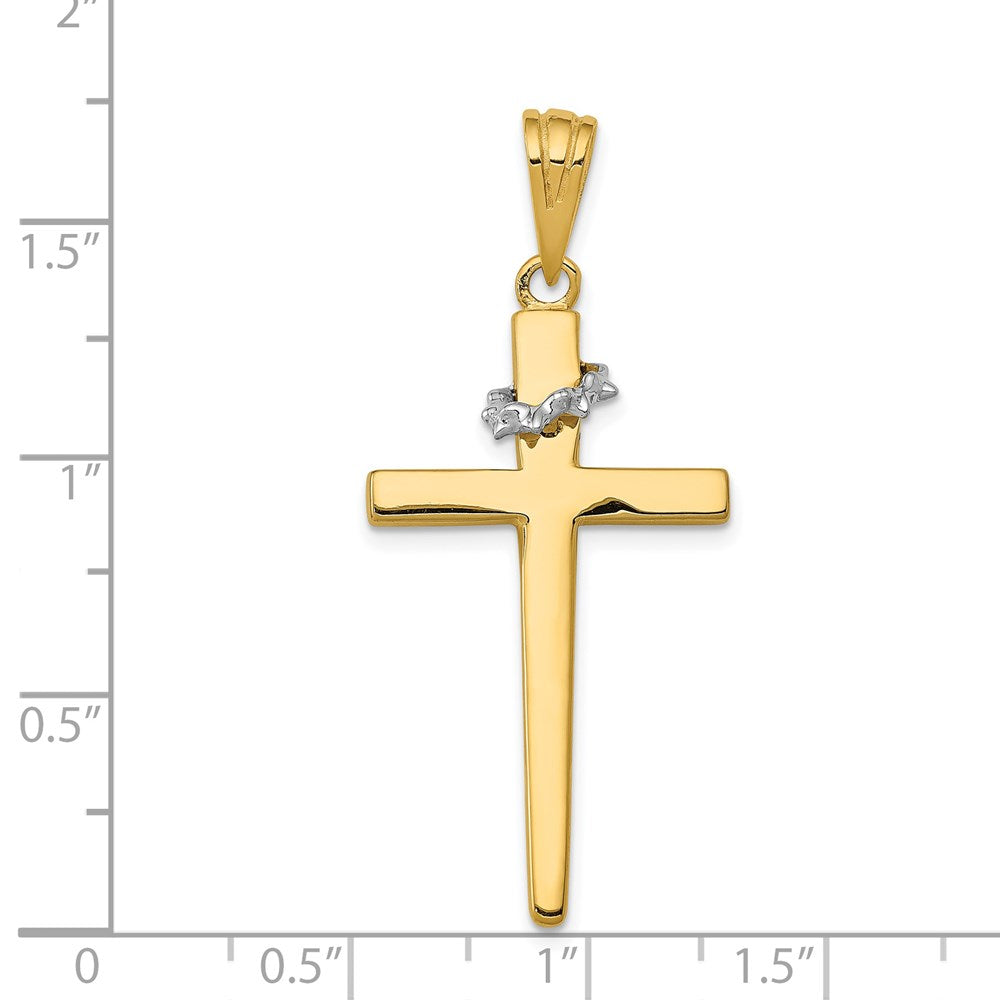 14K Two-Tone Cross w/Crown of Thorns Pendant-CG30A