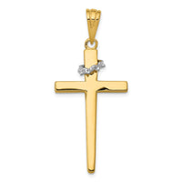 14K Two-Tone Cross w/Crown of Thorns Pendant-CG30A