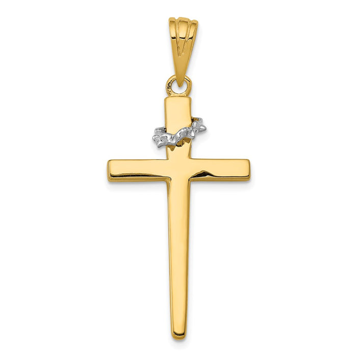 14K Two-Tone Cross w/Crown of Thorns Pendant-CG30A