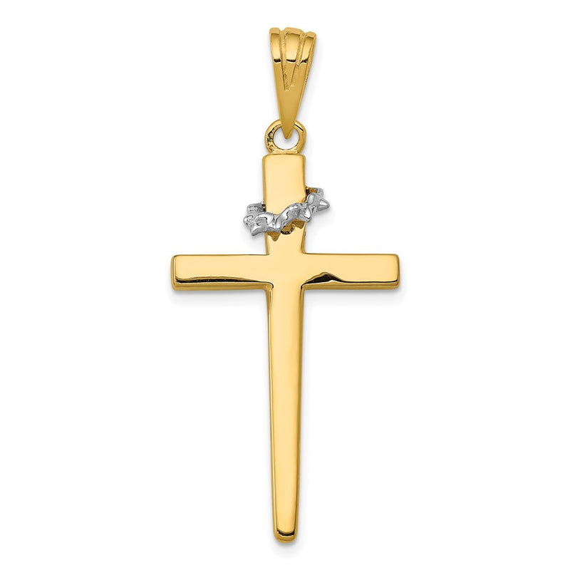 14K Two-Tone Cross w/Crown of Thorns Pendant-CG30A