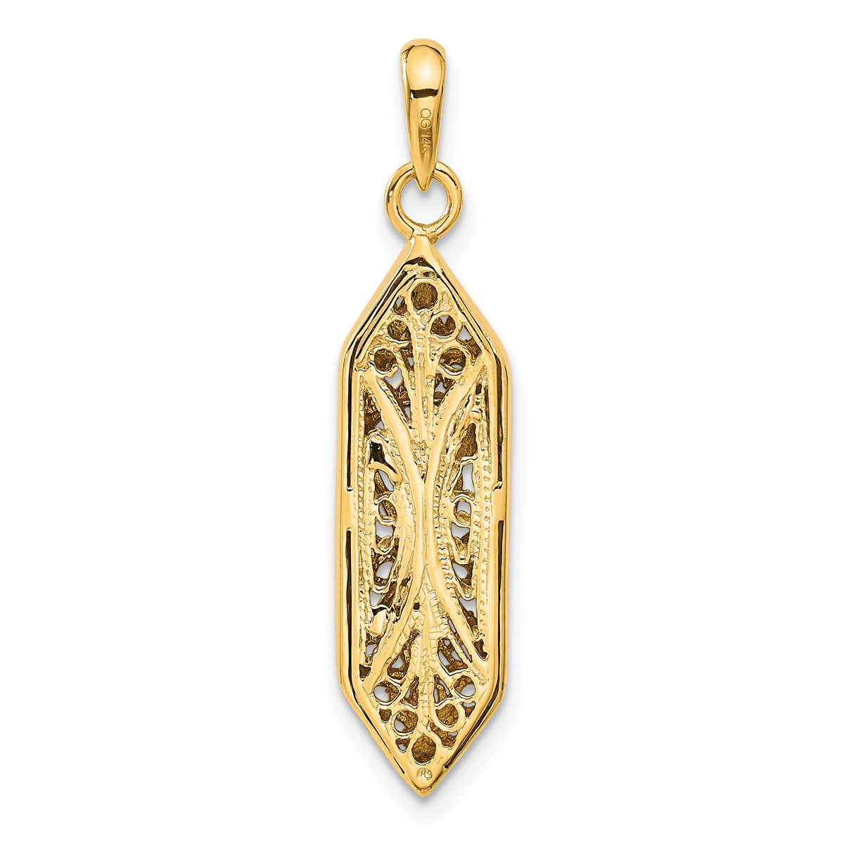 14K w/ White Rhodium Mezuzah W/Shin Charm-CG39