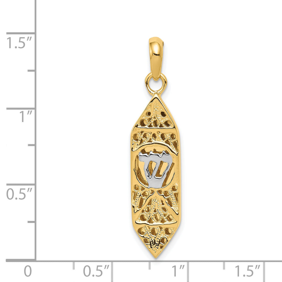14K w/ White Rhodium Mezuzah W/Shin Charm-CG39