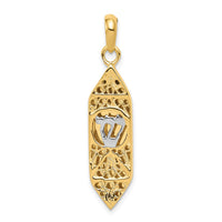 14K w/ White Rhoduim Mezuzah W/Shin Charm-CG39