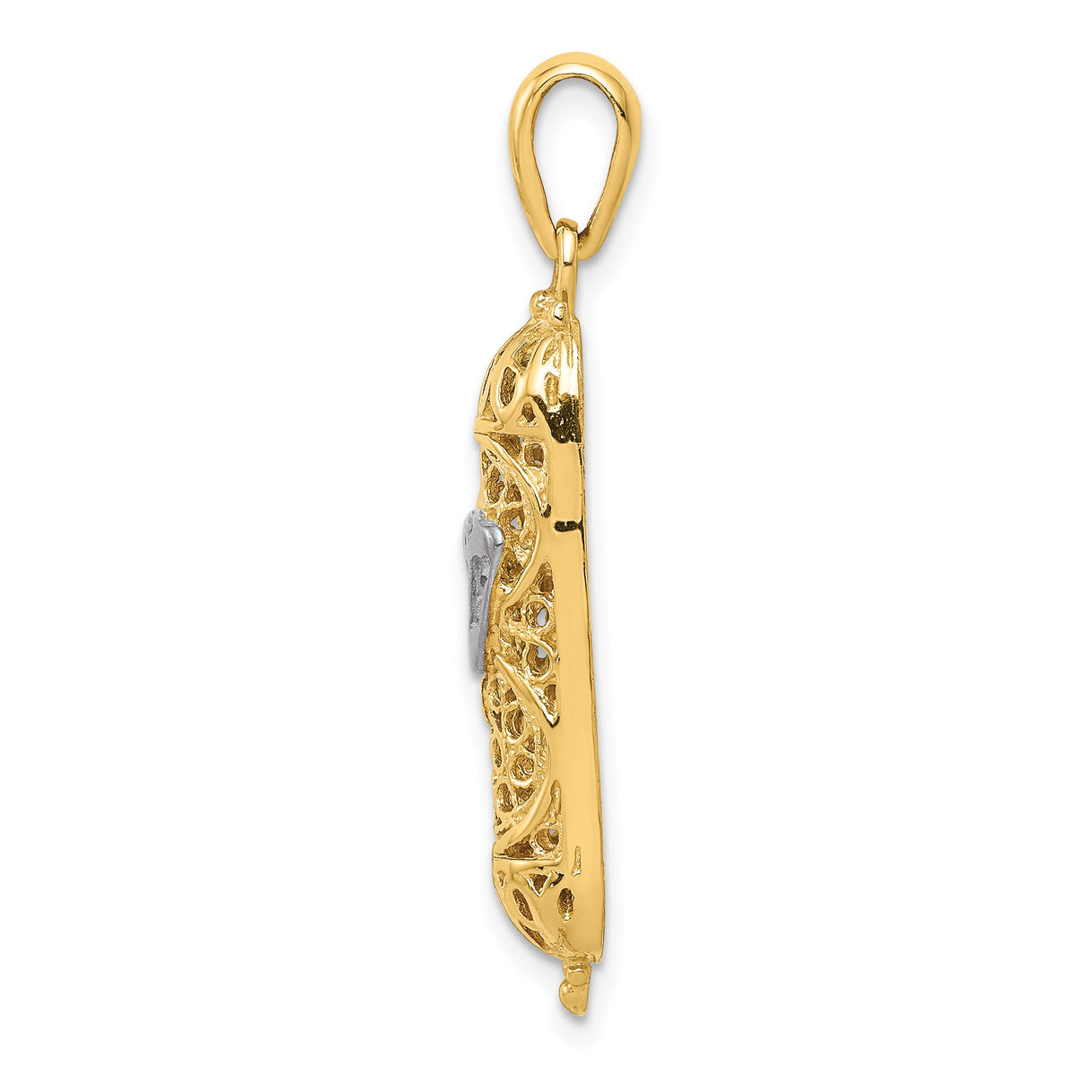 14K w/ White Rhodium 3D Mezuzah W/Shin Charm-CG40