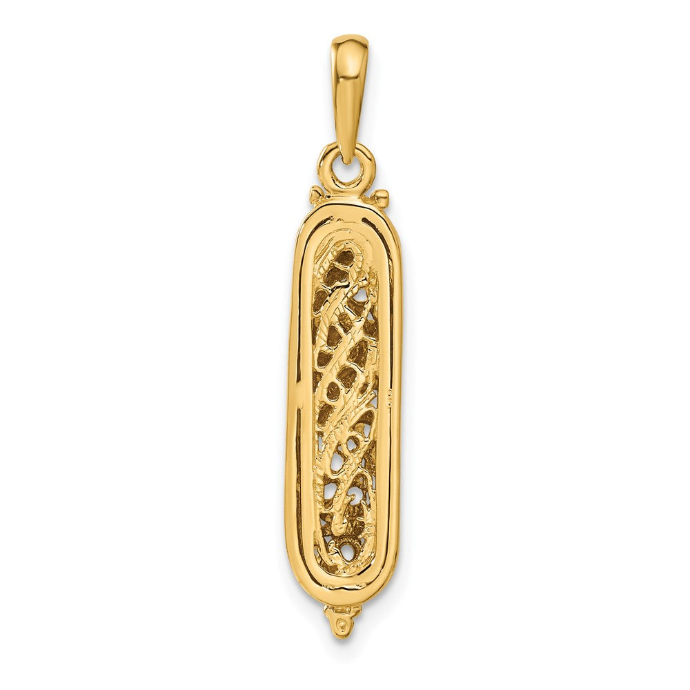 14K w/ White Rhodium 3D Mezuzah W/Shin Charm-CG40