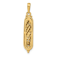 14K w/ White Rhodium 3D Mezuzah W/Shin Charm-CG40