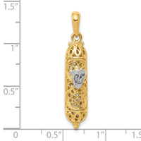 14K w/ White Rhodium 3D Mezuzah W/Shin Charm-CG40