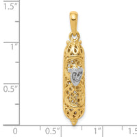 14K w/ White Rhodium 3D Mezuzah W/Shin Charm-CG40