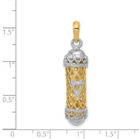 14K Two-Tone 3D Mezuzah W/Shin Charm-CG41
