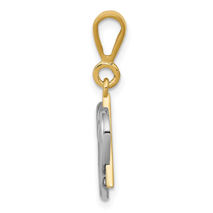 14K Two-Tone Star of David Heart Pendant-CG64