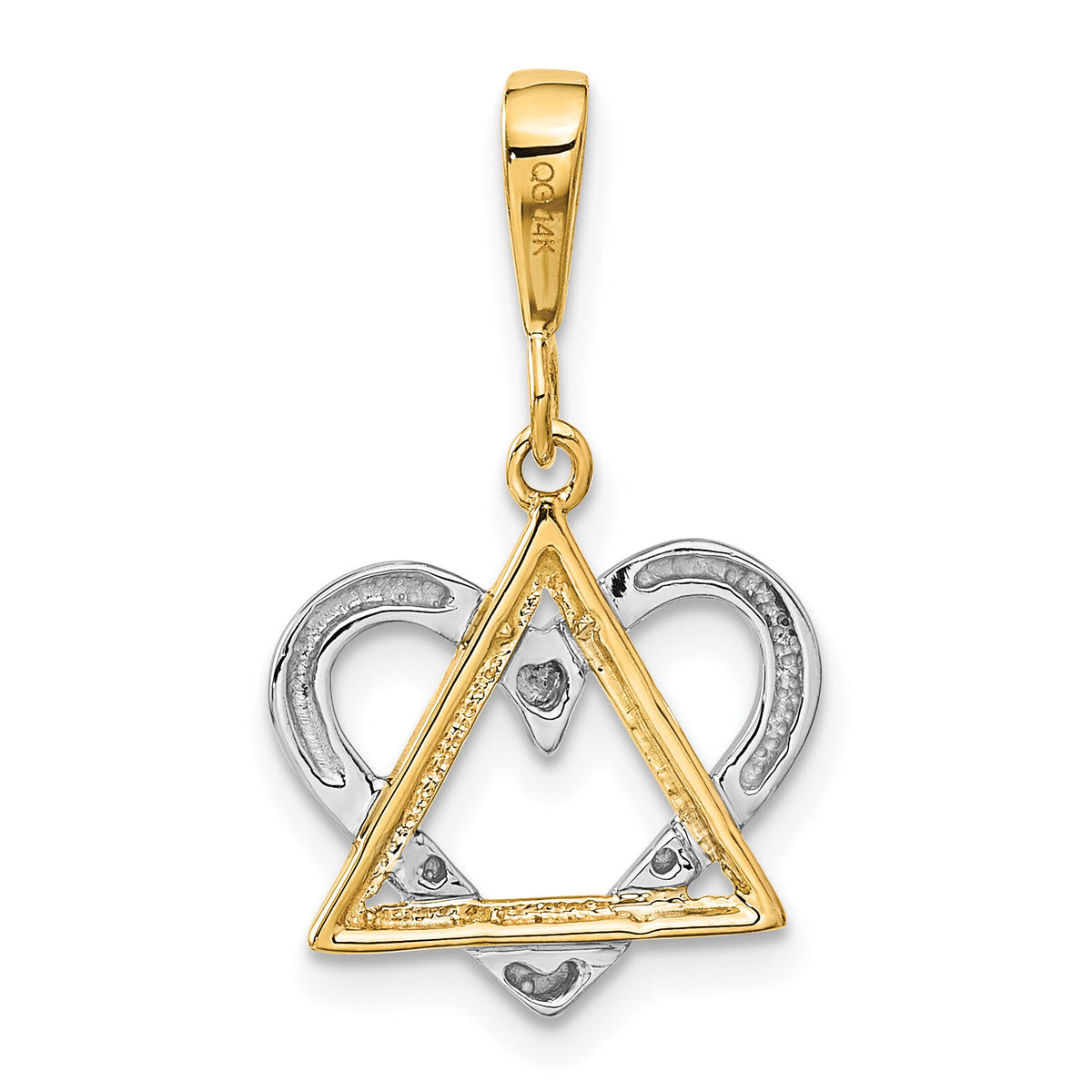 14K Two-Tone Star of David Heart Pendant-CG64