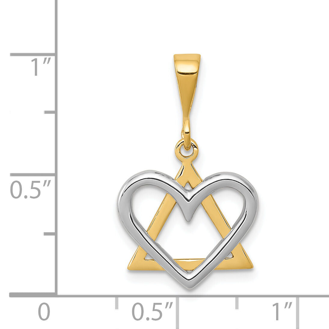 14K Two-Tone Star of David Heart Pendant-CG64