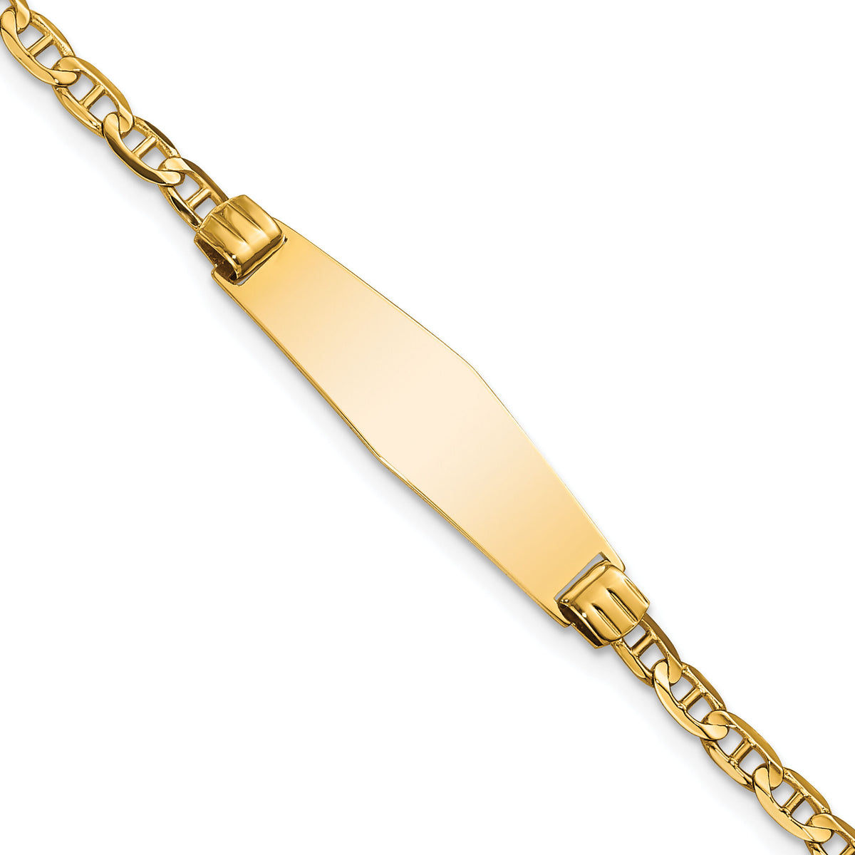 14k Soft Diamond Shape Anchor Link ID Bracelet-CG80IDC-7