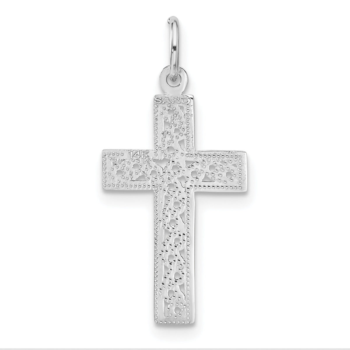 14k White Gold Cross Charm-CH124