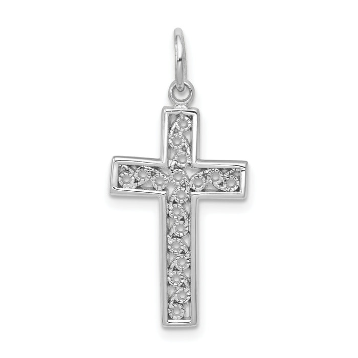 14k White Gold Cross Charm-CH124