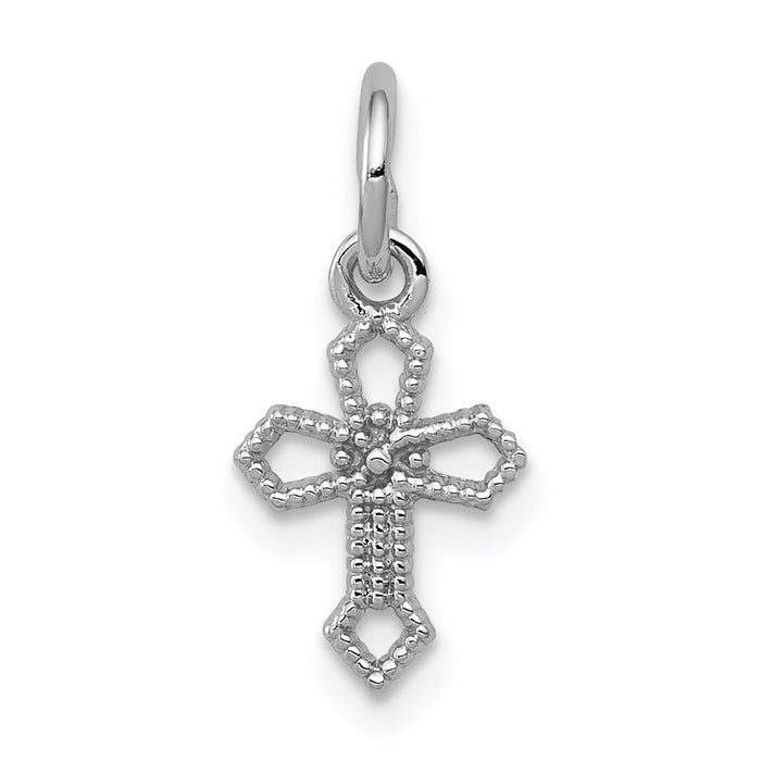 14k White Gold Passion Cross Charm-CH132