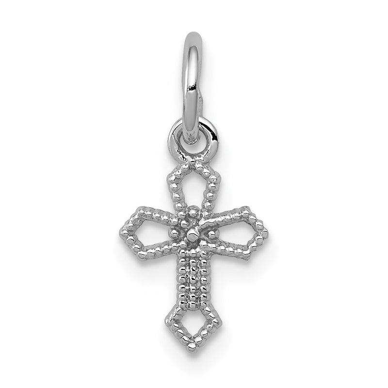 14k White Gold Passion Cross Charm-CH132